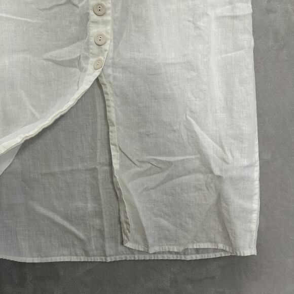 Flax Maxi Skirt Linen Lagenlook Buttons Pockets Pull On Elastic Waist Medium - Picture 2 of 10